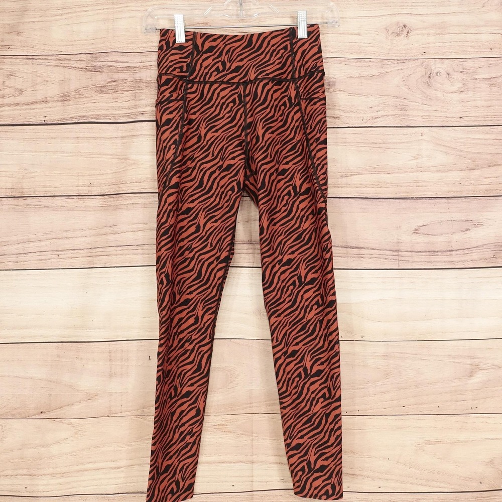 Victoria's Secret Leggings Womens XS Orange Animal Print High Rise Ankle Yoga